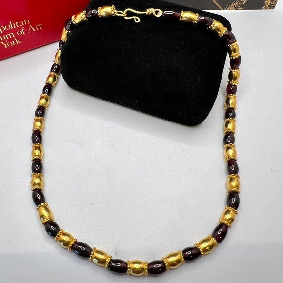 Metropolitan Museum of Art Egyptian Garnet Necklace and CLIP Earrings - Picture 5 of 7